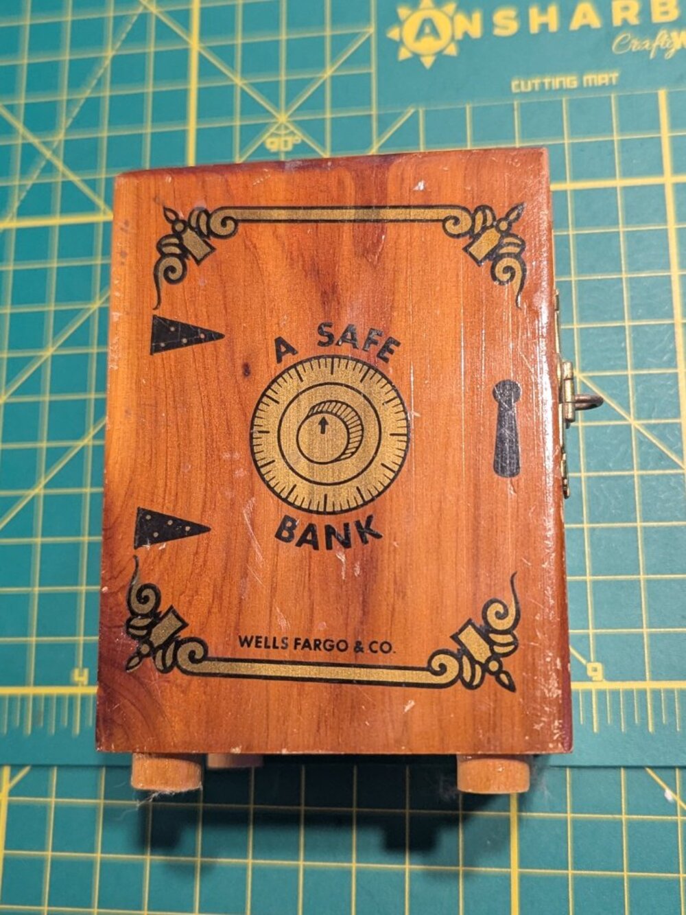 Wooden Safe Bank Box Wells Fargo & co coin bank